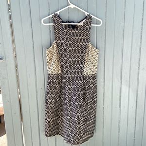 LOFT- Navy/tan patterned dress